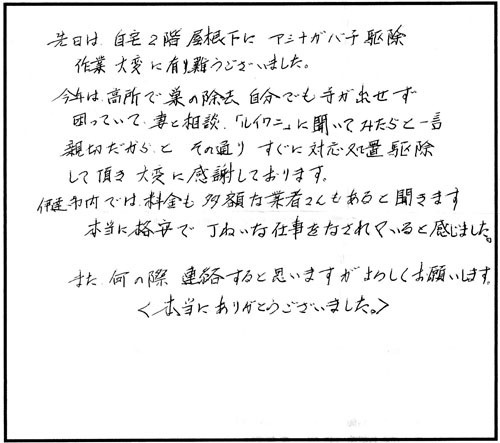 伊達市でスズメバチ駆除の口コミ