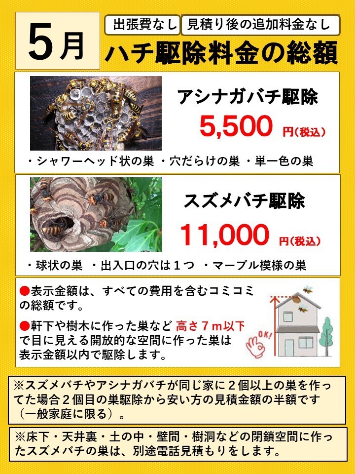 2月のハチ駆除料金の総額