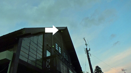 高所の軒下に作ったスズメバチの巣