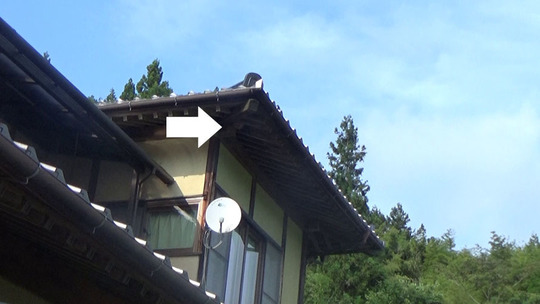 ２階の軒下のスズメバチの巣