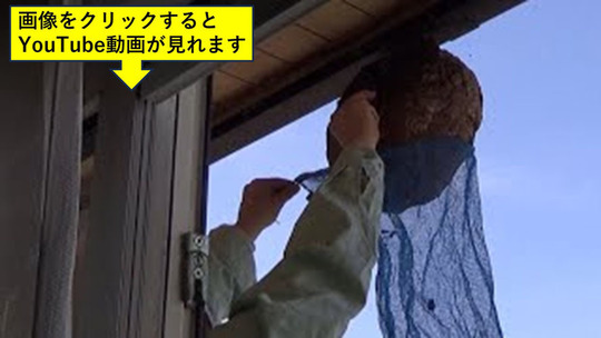 軒下に作った去年のスズメバチの巣